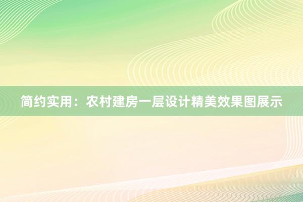 简约实用：农村建房一层设计精美效果图展示